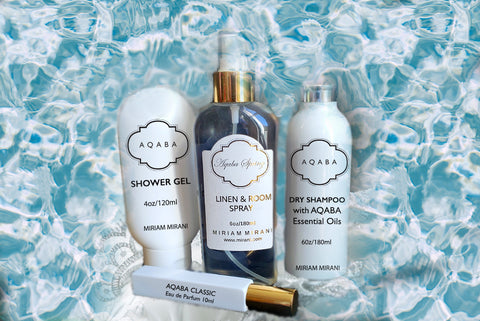 AQABA Dry Shampoo, Linen Spray, Shower Gel & AQABA Perfume