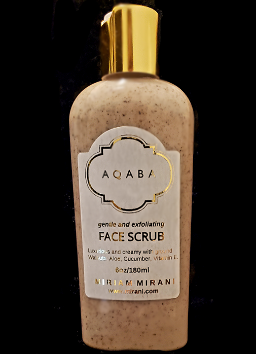 AQABA Face Scrub - 6oz/180ml - Gently Exfoliates with ground walnuts, aloe and cucumber